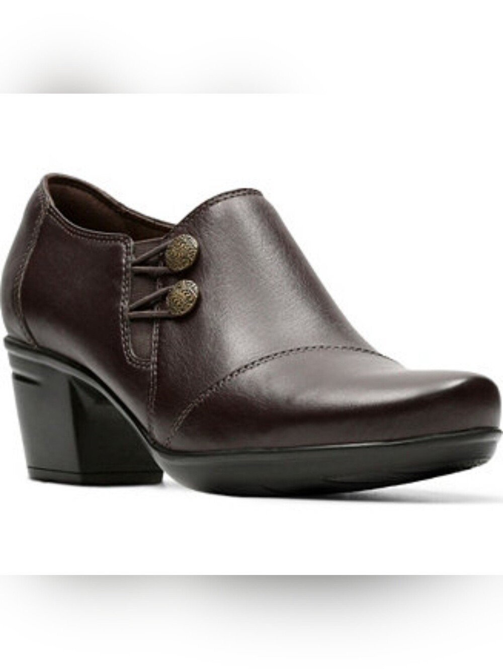 Clarks Emslie Warren Brown Leather Zip Side Bootie SZ 11 Heeled EUC!